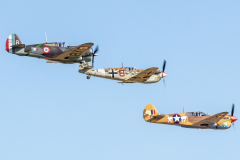 Curtiss P-36 'Hawk', Hispano HA-112 MIL 'Buchon' and Curtiss-Wright P-40F 'Warhawk'