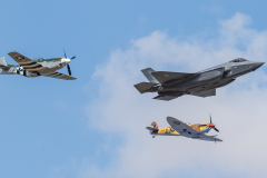 USAF F-35A 'Lightning II' with P-51D 'Mustang' and Spitfire Mk.Vc